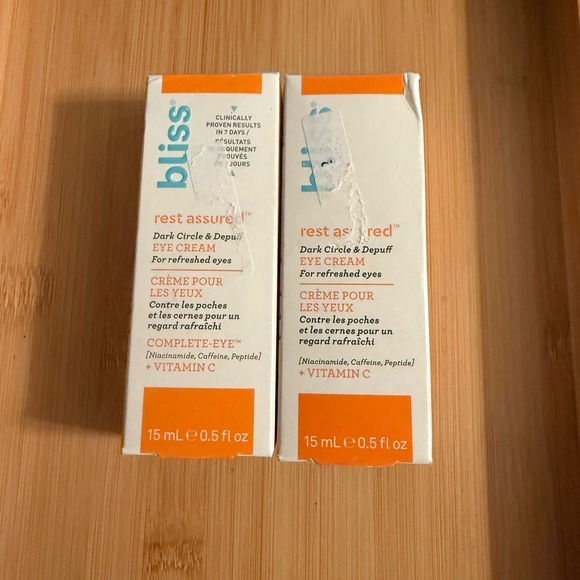 Bliss Rest Assured Eye Cream - Dark Circles and Depuff Bundle of 2 15mL - Picture 1 of 5